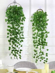 3/1件装人造绿色吊兰，90厘米（35.43英寸）人造常绿藤蔓，仿真植物，适用于室内装饰、室外装饰、花园装饰、墙面装饰、春季装饰、客厅装饰、阳台装饰、婚礼装饰、办公室装饰、卧室装饰、餐厅装饰、户外仿真植物、婚礼中心装饰、婚礼、婚礼装饰、带花盆的仿真植物、仿真植物、植物 - 彩色 - 查看 4