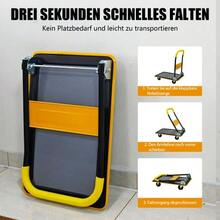 Flatbed Trolley, Platform Hand Truck With 150kg Load Capacity, 360-Degree Swivel Wheels, Foldable Trolley For Loading And Storage, Warehouse Yellow - 黃色 - 查看 3