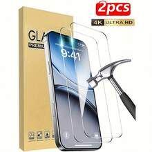 2 piezas Protector de pantalla de vidrio templado de alta definición y cobertura completa, dureza 9H, protección anti-arañazos, compatible con iPhone 17/16/16e/16Pro/15/15Pro/14/Promax/11/X/XR - transparente - Ver 29
