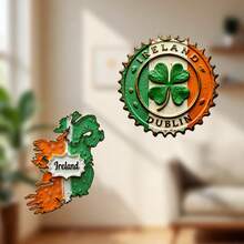Một cặp nam châm trang trí lấy cảm hứng từ Ireland, thuộc bộ sưu tập Ireland, với hình bản đồ Đảo Ngọc lục bảo, mũ quán rượu, cỏ ba lá và bia đen – lời chúc phúc Celtic dành cho tủ lạnh của bạn. - Nắp chai bia Dublin - Xem 1