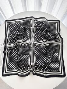1 pieza Pañuelo de seda sintética con estampado de paisley, pañuelo unisex para el cuello y la cabeza, ligero y versátil para protección solar - Negro - Ver 2