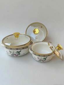 3件套搪瓷陶瓷双耳小火锅带盖，加厚搪瓷陶瓷炖锅，汤锅，拉面锅，迷你火锅，粥锅，保温锅，厨房电器，奶锅，小圆锅，双耳锅加厚汤锅炖锅平底锅电磁炉燃气灶通用家用双耳汤锅炖锅搪瓷陶瓷3件套加厚双耳带盖汤锅，孕妇辅食拉面锅平底锅搪瓷厨具 - 查看 16