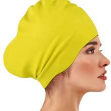 Mũ bơi cỡ lớn unisex, thiết kế buộc tóc đuôi ngựa, phù hợp với tóc dài và dày, tóc xoăn, tóc tết, tóc dreadlocks, chất liệu silicon, giữ cho tóc khô ráo, vật dụng cần thiết khi đi biển, phụ kiện đi biển, phao bơi. - Nhiều màu - Xem 7