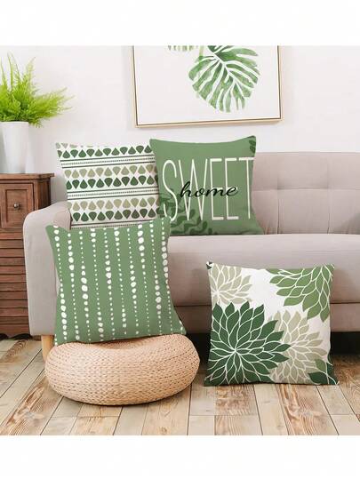 Bộ 4 vỏ gối Homefeelzydys, vỏ gối vuông, 4 vỏ gối trang trí phong cách Bohemian hiện đại, màu trung tính, vỏ gối trang trí bằng vải lanh.