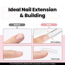 Beetles 60G Large Capacity 9 In 1 Builder Gel For Nails, Multi-Functional Sculpting Hard Gel With Dual Nail Pen & Forms, Nail Extension Strengthener, UV LED Cured Salon Quality DIY Manicure Set For Women - 60g Clear Large Capacity - 查看 2