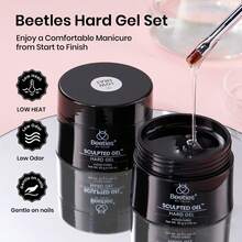Beetles 2 Pcs Low Heat Hard Gel Kit, Mint Sheer Clear 9 In 1 Apex Building Sculpting Gel, High Hardness Nail Extension Gel, Salon Professional UV LED Cured Manicure Supplies - 2 Pcs Nail Extension - 查看 6