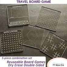 5pcs Reusable Whiteboard Game Set - Double-Sided Dry Erase Boards, Including Word Guessing Game And Tic Tac Toe - Portable 10x10cm Whiteboards, Suitable For Travel, Classroom, Home School, Party - Erasable Surface, Ideal For Family Game Night, Christmas, New Year, Valentine's Day Parties - Multicolor - View 9