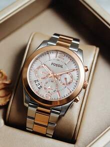 Fossil ES4135 女士腕表，珍珠贝母表盘，完美伴侣 - 白色 - 查看 2