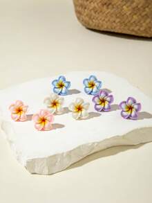 imoli 1 Đôi bông tai hình hoa cúc bằng nhựa mềm mại, thích hợp cho nữ, quà tặng cho mùa tốt nghiệp. - Nhiều màu - Xem 3