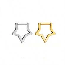 VJS 1 chiếc khuyên mũi 16G, khuyên mũi kẹp hình ngôi sao vàng, khuyên sụn tai, trang sức xỏ mũi dạng dây xích gai, màu bạc unisex - Khuyên mũi hình ngôi sao năm cánh - Xem 6
