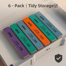 Bộ 6 que giấy nhám bán cứng, độ nhám #400/#600/#800/#1000/#1200/#1500, sử dụng được cả khô và ướt, dày 4mm, dụng cụ đánh bóng DIY. - 400/600/800/1000/1200/1500 - Xem 10