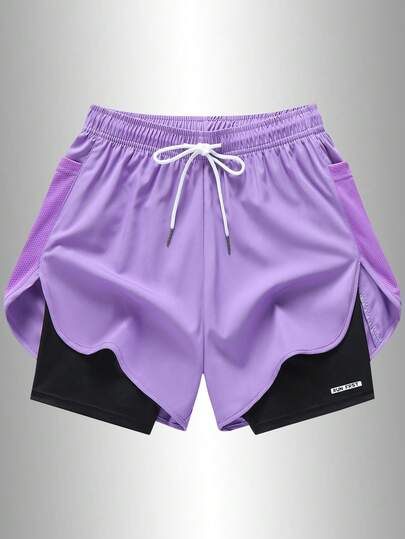 Conjunto de shorts de yoga para mujer, fabricado con tela de secado rápido y bolsillos de malla, ideal para tenis casual de verano, fitness y correr al aire libre - Diseñado específicamente para mujeres - Se ajusta perfectamente a un estilo de vida activo.