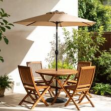 2m Outdoor Table Umbrella, Table Umbrella With Tilt Button And Crank, 6 Ribs, UV Protection, For Garden, Lawn, Terrace, Backyard, Pool, Khaki Color - 2m - View 10