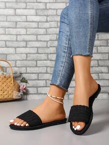Sandalias retro para mujer, nuevas sandalias planas versátiles de estilo romano para el verano 2024, sandalias cómodas - Negro - Ver 5