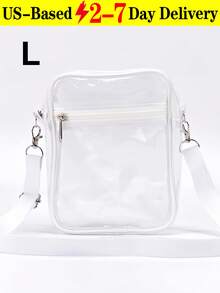 Minimalist Transparent Stadium Approved Shoulder Crossbody Bag To Hold Valuables For Fast Check Resisting Water Dirt During Outdoor Trip Lightweight PVC Tote Bag For Beach Vacationers And Students With Zipper Closure Ideal For Stadium Concerts Work Women Crossbody Women Shoulder Bags Women Top Handle Bags Travel Essentials School Supplies Travel Accessories - 彩色 - 查看 14