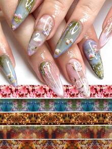 FULL BEAUTY 10 miếng dán trang trí móng tay họa tiết hoa chuyển màu nước, phong cách Wabi-Sabi thanh lịch, hoa, sóng nước, tranh vẽ mực cẩm thạch (không keo dính), thích hợp cho trang trí móng tay mùa hè, đám cưới, tự làm móng, trang trí móng tay kiểu Nhật Bản. - Nhiều màu - Xem 2