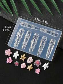 1pc Baroque Style Silicone Nail Mold, DIY Wedding Nail Template With 3D Heart & Butterfly Design, Suitable For Boho Nail Art, Reusable Nail Salon Supplies, Valentine's Day Nail Printing Tool - 清除 3 - 查看 10