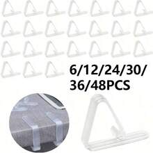 6/12/24/30/36/48个装塑料桌布夹，透明高弹桌布夹，收纳夹，桌布夹，桌布防滑防风固定工具，家用户外餐厅用品露营配件（适用于厚度3.5厘米以内的桌面） - 透明 - 查看 13