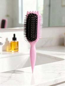 1pc Viral Curl Styling Brush For Defining & Clumping Curls - Anti-Static Detangler Brush Reduces Frizz For Wet Hair Styling - Salon Grade Tool - Hồng-1PC - Xem 3