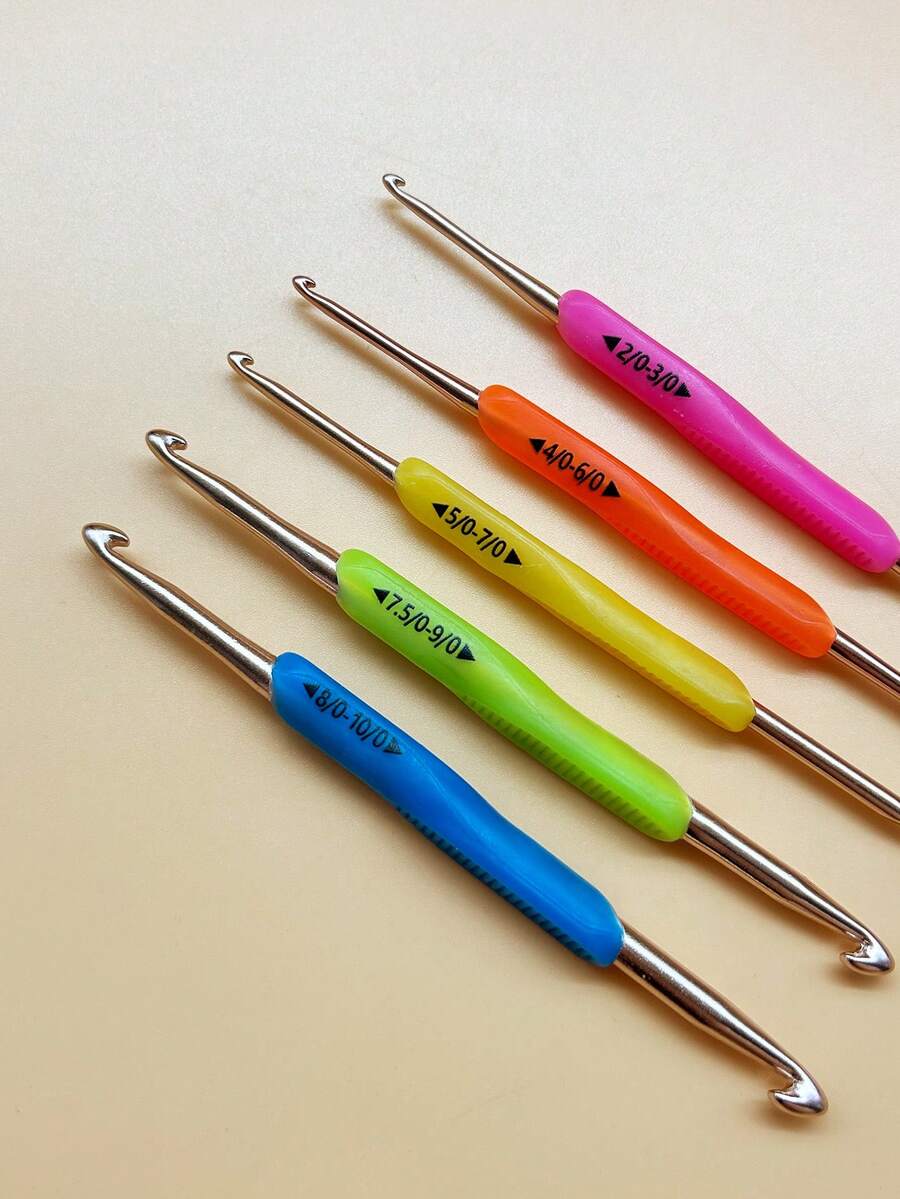 5pcs Double-Ended Crochet Hook Set, Colorful Soft Non-Slip Silicone Handles, Multi-Size, Suitable For Home, DIY, Knitting, Sewing - Double-ended Silicone Crochet Hook - View 1