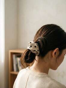 2pcs/Set Cute Polka Dot Extra Large High Elasticity Hair Scrunchies Holiday Accessories Ponytail Holders Hair Elastics Hair Rubber Bands Hair Rope - Multicolor - View 4