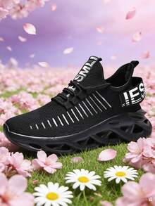 青少年、校园学生男女通用网面鞋，透气舒适，轻便休闲运动鞋，户外跑步鞋，旅行徒步鞋，四季皆宜，刀锋鞋，防滑，轻便透气 - 黑色 - 查看 2