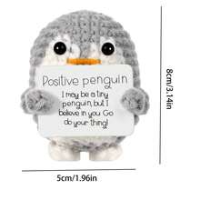 1pc Hand-Made Crocheted Doll Gray Penguin -Positive Card, Unique And Lovely, Meaning Full Of Good Intentions, Suitable For Birthdays, Festivals, Full Moons And Anniversaries For Family, Friends And Children. - Multicolor - View 2