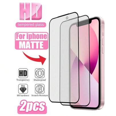 2 Paquetes - Protector de pantalla de vidrio esmerilado para iPhone 13, vidrio templado, antirreflejo, antihuellas, sin burbujas, tacto sensible, ultra suave, compatible con iPhone 17 Pro Max/17 Pro/17 Air/17e/16 Pro Max/16Pro/16 Plus/16e/16/15 Pro Max/15 Pro/15 Plus/15/14/13/12/11. Un accesorio para teléfono móvil, adecuado como regalo para familiares y amigos. Compatible con fundas de teléfono, película transparente de alta definición, esencial para la vida diaria y el trabajo de oficina.