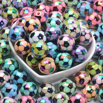 Hạt nhựa acrylic AB hình quả bóng đá nhiều màu sắc 16mm (10 hạt) – Phụ kiện thời trang, đồ thủ công DIY, vòng tay, thiết kế độc đáo, bề mặt mịn, hạt chất lượng cao, hạt chủ đề bóng đá, vật liệu thủ công, món đồ không thể thiếu cho các cửa hàng quà tặng, sự lựa chọn hàng đầu cho những người đam mê thời trang.