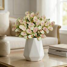 Artificial Plants Table Centerpiece Plastic Fake Eucalyptus Stems For Living Room Shelf Home Office Decor - Baby Pink - View 1