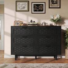Cassettiera a 6 cassetti, cassettiera per soggiorno, credenza a 6 cassetti, cassettiera con maniglia e gambe, mobile multiuso a 6 cassetti per camera da letto, soggiorno, corridoio, 115x40x80 cm - nero - Visualizzare 8