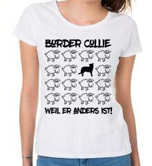 2026k3BORDER COLLIE DAMEN T-SHIRT BLACK SHEEP di SIVIWONDER Maglietta da donna con motivo cane. - Bianco - Visualizzare 1