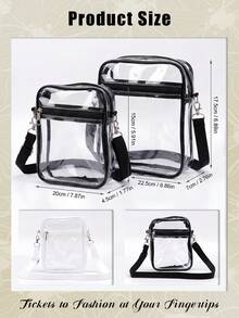 Minimalist Transparent Stadium Approved Shoulder Crossbody Bag To Hold Valuables For Fast Check Resisting Water Dirt During Outdoor Trip Lightweight PVC Tote Bag For Beach Vacationers And Students With Zipper Closure Ideal For Stadium Concerts Work Women Crossbody Women Shoulder Bags Women Top Handle Bags Travel Essentials School Supplies Travel Accessories - 彩色 - 查看 5