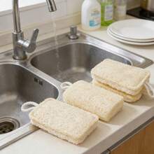 Paño de cocina de pulpa de madera natural de luffa - Poderosa herramienta de limpieza de cocina, absorbente y quitamanchas, de doble uso como esponja y estropajo - Multicolor - Ver 4