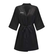 [Jubah Salon SPA] Jubah Klien Salon Spa Profesional | Jubah Hitam dengan Motif SPA dan Tali Pengikat yang Dapat Diatur, Terbuat dari Kain Tahan Lama, Cocok untuk Spa, Kecantikan, Potong Rambut dan Penataan Rambut, Memberikan Layanan yang Nyaman untuk Klien Salon - Hitam - View 5