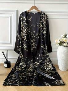 1 chiếc áo choàng dài dáng rộng phong cách Pháp sang trọng thanh lịch, áo choàng satin nữ, phù hợp cho mùa thu/đông, đồ ngủ lụa satin ngắn mềm mại quyến rũ, phù hợp cho cô dâu, phù dâu, dùng tại nhà, váy mặc buổi sáng và đồ ngủ, đồ mặc nhà nữ bốn mùa thắt nơ trước, váy ngủ mỏng khoác ngoài dáng dài vừa, áo choàng tắm, giặt máy được, phù hợp làm quà tặng, tiệc tùng, dễ mang theo và nhẹ, mùa hè/xuân - Nhiều màu - Xem 7