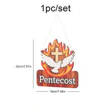Pentecost Party Decor Wooden Hanging Ornament, Church Wall Background Decoration, Red Flame Cross And Dove Theme, Christian Church Event Baptism Arrangement - Pentecost - View 3
