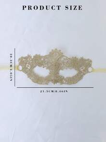 双缎带蕾丝面具，饰以金线，六瓣立体面具，威尼斯化装舞会蕾丝面具，性感蕾丝面具，适用于服装派对、狂欢节、化装舞会 - 金色 - 查看 3