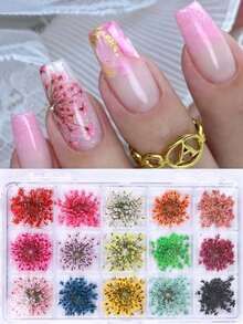 15 Colors Flower Nail Art Decoration Set, Vivid Floral Nail Jewelry Stickers, Suitable For Nail Salon DIY, Spring Nail Accessories - Multicolor - View 3