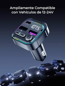 REMAX Cargador rápido para automóvil PD30W, salida de 3 puertos USB-A y Tipo-C, llamadas manos libres y música Bluetooth 5.3, accesorios para automóvil con luz RGB, modo de música dual (Bluetooth + USB), compatible con vehículos de 12-24V para iPhone y Android, cargador Tipo-C, cargador iPhone, artículos para automóvil, esencial para viajes - Titular - Ver 11