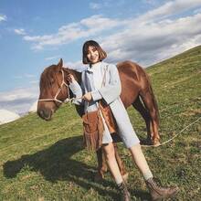 波西米亚风编织半圆软皮流苏单肩斜挎包（女士款） - 棕色 - 查看 2