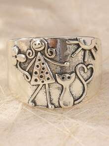Cincin Pasangan Tembaga Buatan Tangan Antik, Cincin Kenangan, Cincin Hadiah, Cincin Pernikahan Bohemian - Perak - View 9