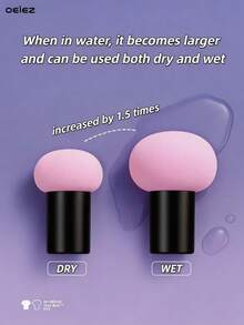 1pc Mushroom Head Foundation Puff With Handle, Wet & Dry Use Makeup Sponge Blender, Soft Flawless Cosmetic Puff For Liquid Cream Concealer Powder - Multicolor - View 6