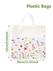 50pcs Floral Pattern Gift Bags, Large Size Practical Bags With Flower And Butterfly Patterns, Suitable For Birthday, Wedding, Baby Shower, Gender Reveal Party, Spring Theme Party, Can Be Used For Decoration, Storage, Gift Packaging, Home Holiday Party Decor, Indoor/Outdoor Decor, Party Supplies - Flowers - View 5