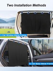 27.95" X 18.5" Dual Layer Magnetic Privacy Car Sunshade, Blocks UV And Heat, Adjustable Tie Straps Fit Rear And Side Windows, Suitable For Home, Pets And Remote Work, Adjustable Privacy/Visibility, Magnetic Rear Window Curtain - Double-layer Curtains - View 7