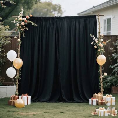 2 件装优雅黑色拍照背景布 – 非常适合生日、新娘送礼会和活动装饰