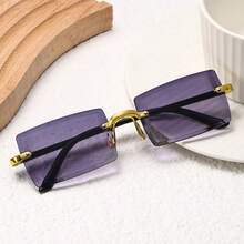 一副女士个性化精致魅力长方形无框时尚眼镜，适合日常出行、度假和海滩休闲。 - 彩色 - 查看 8