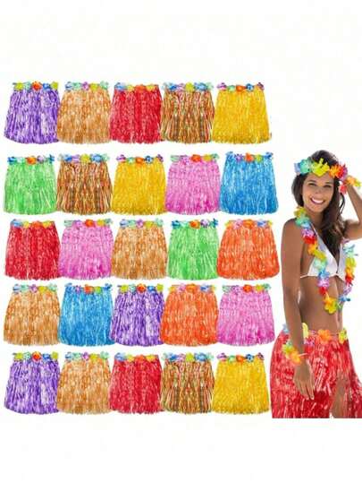 Váy cỏ Hawaii nhiều màu sắc 12 inch, váy Hula Hawaii, trang trí tiệc theo chủ đề Luau, trang trí tiệc biểu diễn trang phục, phù hợp cho tiệc mùa hè trên bãi biển nhiệt đới Hawaii, tiệc sinh nhật, lễ tốt nghiệp và các lễ kỷ niệm ngày lễ, trang trí tiệc tốt nghiệp, váy dự tiệc nhiều màu sắc