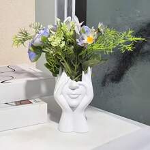 1pc Face Vase, Flower Vase, Desk Decor, Plastic Body Vase, Female Shape, Ideal Shelf, Modern Farmhouse Table, Small Cute Bookcase, Half Face - Face Vase - View 1