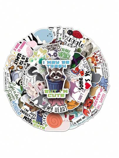 100pcs Animal Quotes Graffiti Stickers, English Sentence Decor Stickers, Waterproof Cute Creative Stickers For Laptop, Water Bottle, Luggage